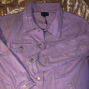 Purple Distressed Denim Jacket